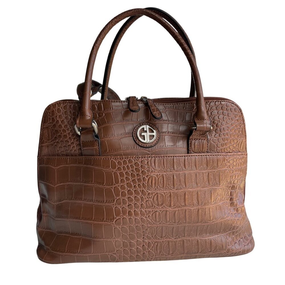 Giani Bernini Croc-Embossed Tan Leather Top-Handle Crossbody Bag